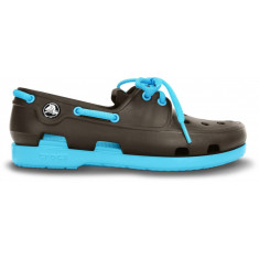 Pantofi Crocs Kids&#039; Beach Line Lace Boat Shoe Maro - Espresso/Electric Blue
