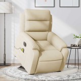 vidaXL Fotoliu electric de masaj rabatabil cu ridicare, crem, textil