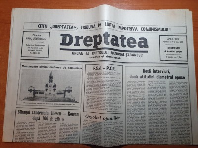 dreptatea 4 aprilie 1990-art&amp;quot;bilantul tandemului iliescu-roman dupa 100 de zile&amp;quot; foto