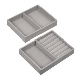 Set Organizator Bijuterii Compartiment Velur Gri 15.5x12cm - 2 bucati