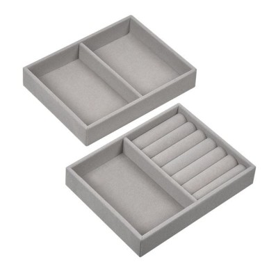 Set Organizator Bijuterii Compartiment Velur Gri 15.5x12cm - 2 bucati foto