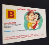 Alphabet de l&#039;amour: B comme Baisers&#039;, anii &#039;70 -Carte poștală vintage umoristică franțuzească, Franta, Necirculata, Printata