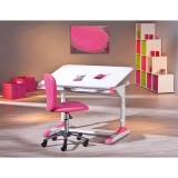 Cumpara ieftin Birou ergonomic pentru copii HM Collorido, inaltime reglabila, unghi inclinare ajustabil, cadru metalic, MDF, 100x66x69-84 cm, alb