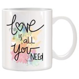 Cana alba personalizata &rdquo; Love is all you neeed&rdquo;, INOVATIX&reg;. 330ml