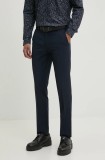 HUGO pantaloni de lana culoarea albastru marin, cu fason chinos, 50446520