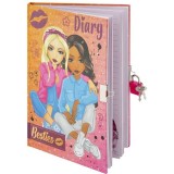 Jurnal Besties A5 cu Cheie si Lacat Grafix, 60 de Foi, Hartie Roz Liniata - Secret Diary cu Blocare Inimioara