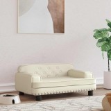 VidaXL Pat de c&acirc;ini, crem, 70x45x30 cm, piele ecologică