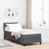 VidaXL Pat cu arcuri cu saltea și LED Gri &icirc;nchis 80x200 cm Material textil