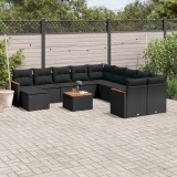 Gossi set canapele de gradina, 12 piese, cu perne, negru, poliratan