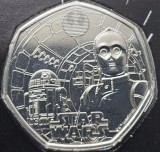 50 pence 2023 Marea Britanie, R2-D2 and C-3PO, Star Wars, Bunc, Coincard, km#2443