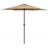 Umbrelă de soare cu st&acirc;lp aluminiu, gri taupe, 270 x 246 cm, vidaXL