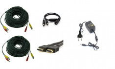 Kit accesorii sisteme de supraveghere pentru 2 camere, cabluri gata mufate, cablu HDMI, sursa alimentare, splitter SafetyGuard Surveillance foto