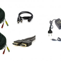 Kit accesorii sisteme de supraveghere pentru 2 camere, cabluri gata mufate, cablu HDMI, sursa alimentare, splitter