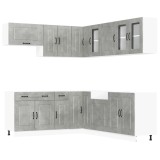 Cumpara ieftin Set dulapuri de bucatarie 11 piese &bdquo;Kalmar&rdquo; gri beton Lemn