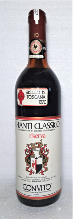 N.31- VIN ROSU -RISERVA CHIANTI CLASSICO, DOC,- recoltare 1970 cl 75 gr 12,5