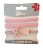 Cumpara ieftin Set 3 elastice de par, Love, 8 cm, Roz, 46BJ