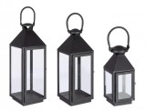 Cumpara ieftin Set 3 felinare metal negru Lucinda 11x10x25 cm, 15.5x15x40 cm;, 19.5x19x55 cm