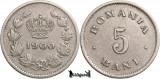 1900, 5 Bani - Carol I - Regatul Rom&acirc;niei | KM 28