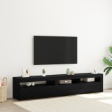 VidaXL Suporturi TV 2 buc cu lumini LED Stejar Negru Lemn Ingineresc