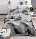 Cumpara ieftin Lenjerie Pat Bumbac Gri Milano, 6 Piese, Cu Elastic, 180x200 cm. Set Cearceaf, Pilota si Fete Perna