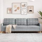 Gossi canapea cu 3 locuri, gri deschis, 210 cm, material textil