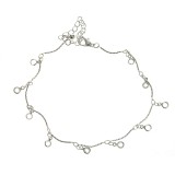 Bratara argintie de picior cu pietre incolore