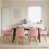 Cumpara ieftin Scaune de dining rotative 6 buc. Boucl&eacute; Roz 54 x 58 x 87 cm