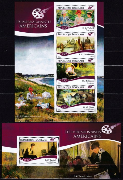 DB1 Pictura Togo Impresionisti Americani MS + SS MNH