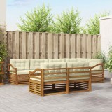 vidaXL Set de canapele de exterior cu pernă 7 pcs Natural și Crem 3373635