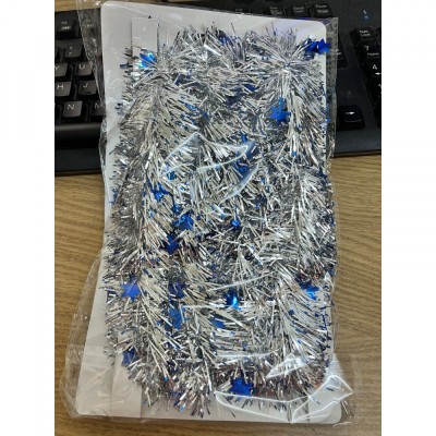 Beteala Craciun cu LED, Albastru, model cu stelute, 2 m x 5 cm, PVC, Sir, Artificiala, Flippy foto