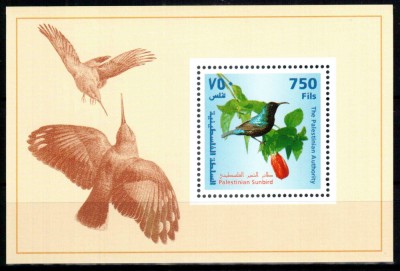 Palestina 1999, Mi #137 = Bl 14**, pasari, MNH, cota 3 &amp;euro;! foto