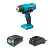 Cumpara ieftin Pistol aer cald, cu acumulator 2 Ah, incarcator 18V&nbsp;Li-ion, 3 duze, SAS+ALL, Dedra