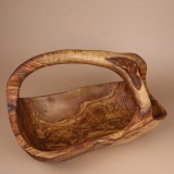 Fructiera din lemn de măslin cu m&acirc;ner 45 cm