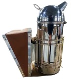 Afumator Apicol Inox Profesional, 30x25x10cm, Gri, cu Burduf Piele, Apicultura, Calmarea Albinelor
