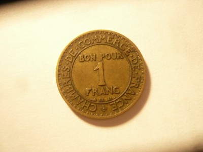 Moneda Franta 1 franc 1922 , bronz , cal. F.Buna foto