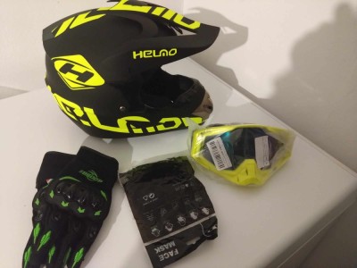 Set casca enduro+Ochelari+Manusi+Cagula marimea L(59-60cm) foto