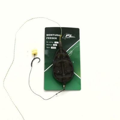 MONTURA FEEDER FL METHOD FARA TIJA 60G CARLIG NR 6 SPIN 10MM CU PORUMB FLOTANT E V foto