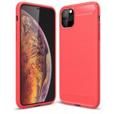 Husa TPU OEM Carbon pentru Apple iPhone 11 Pro Max, Rosie