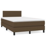 Gossi pat cu arcuri, saltea si led, maro inchis, 120x190 cm, textil