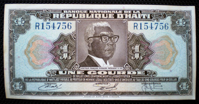 220 HAITI 1 UNE GOURDE 1973 SR. 756 XF/AUNC foto