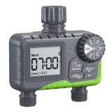 Cumpara ieftin Programator Irigare 2 Iesiri, Ecran LCD, Programe Udare, Rain Delay, Automat/Manual, IP65, Accesorii Incluse, Gri/Verde