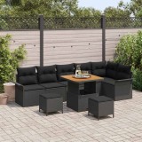 Cumpara ieftin Set de canapele pentru grădină 9 pcs Negru poliratan