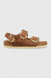 Birkenstock sandale de piele Milano Big Buckle femei, culoarea maro, 1024067 1024067-Cognac