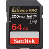 Card Memorie SDXC SanDisk Extreme Pro, 64Gb, Clasa 10 / UHS-1 U3 SDSDXXU-064G-GN4IN