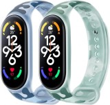 Set de 2 bratari de inlocuire compatibile cu Xiaomi Mi Band 5/6/7 si Amazfit Band 5, Monuary, silicon, verde/albastru