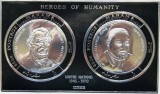 Manama 1970 - Personalități, A. Lincoln, Martin Luther King, colita nedantelata in relief, neuzata, silver foil