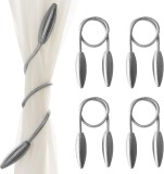 Set de 4 curele pentru draperii Flagsky, poliester, argintiu, 54 cm