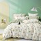 Lenjerie pat single,bumbac finet,4 piese,cearceaf normal,alba verde cu lei-A838