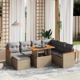 vidaXL Set canapele de grădină, 8 piese, cu perne, bej, poliratan 3276055
