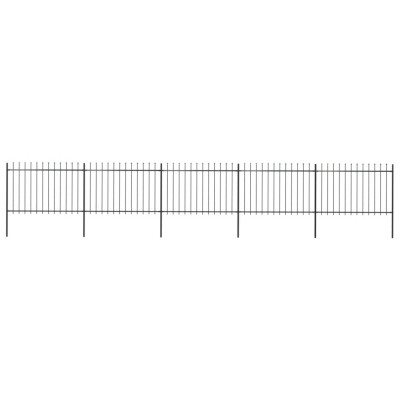 vidaXL Gard de grădină cu v&amp;acirc;rf suliță, negru, 8,5 m, oțel foto